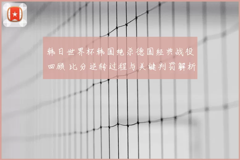 韩日世界杯韩国绝杀德国经典战役回顾 比分逆转过程与关键判罚解析